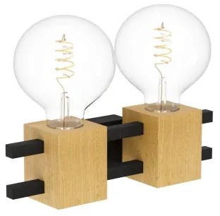 Eglo 390192 - Nástenné svietidlo LEVANTARA 2xE27/40W/230V čierna/hnedá