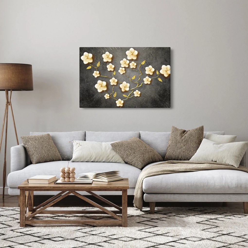 Obraz - Zlatý ker v čiernom pozadí (90x60 cm)