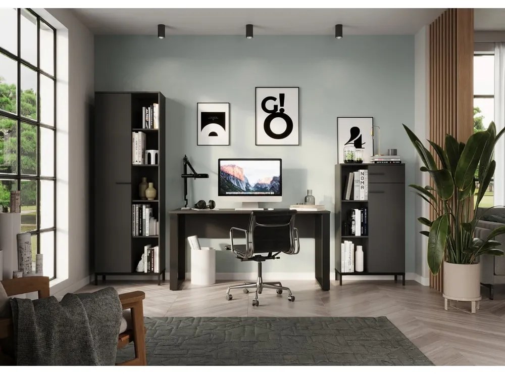 Antracitová knižnica 64x190x34 cm Rovigo – Germania