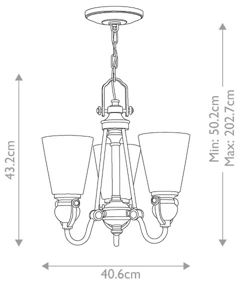 Hinkley HK-MAYFLOWER3 - Luster na reťazi MAYFLOWER 3xE27/60W/230V
