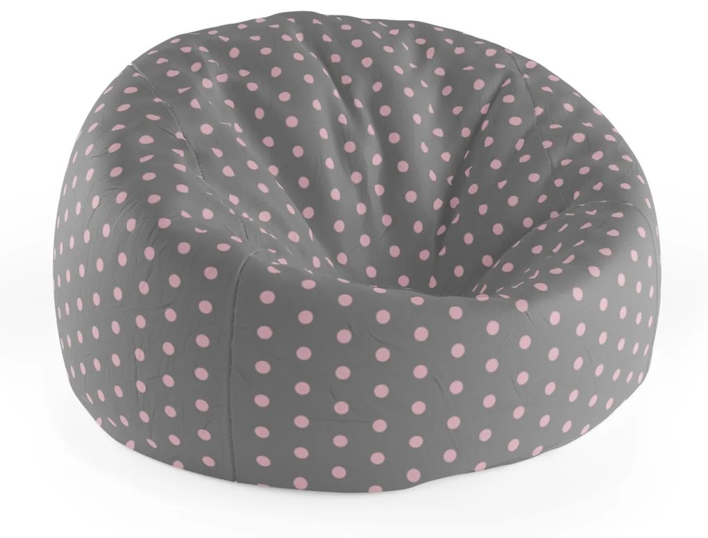 Sablio Sedací vak Cocoon Růžové puntíky na šedé - 75 x 45 x 35 cm