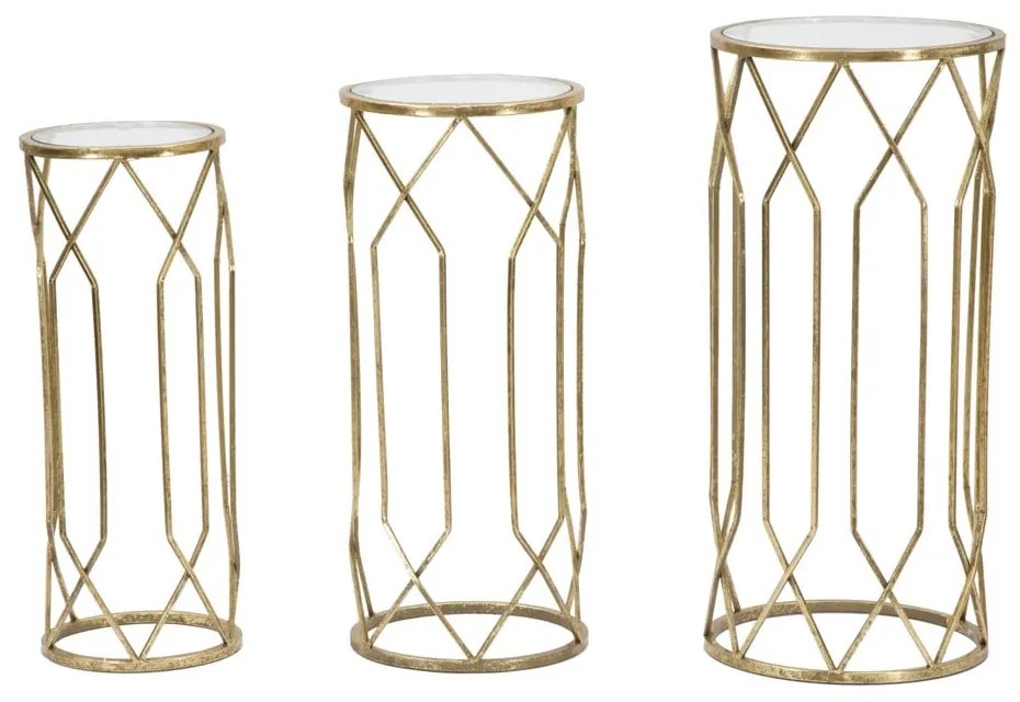 Okrúhle odkladacie stolíky v súprave 3 ks so sklenenou doskou ø 32 cm Tunisi – Mauro Ferretti