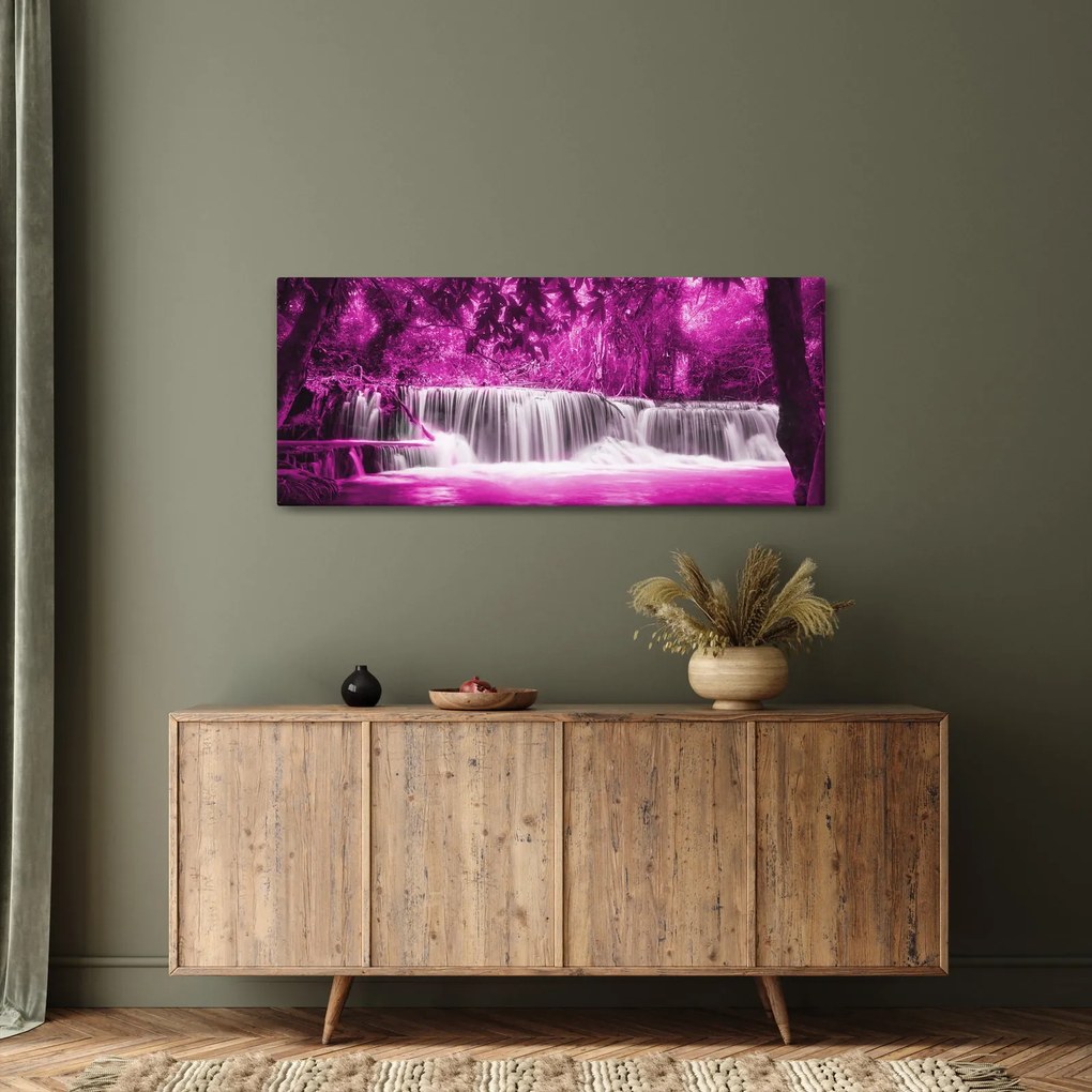 Obraz - fialový, vodopád (120x50 cm)