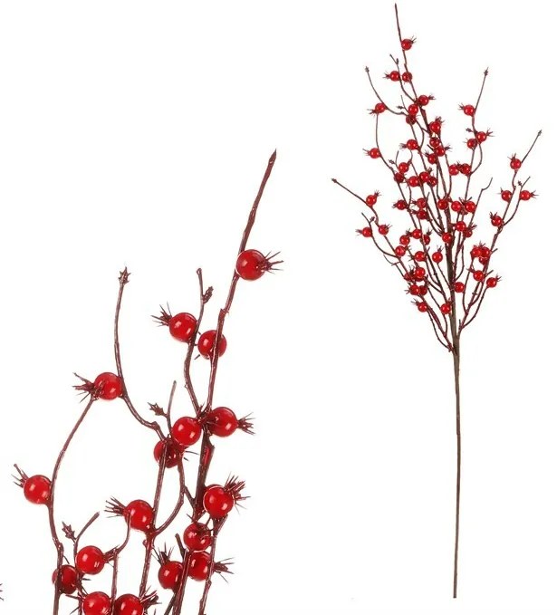 Súprava umelých vetvičiek Červené bubule, 2ks, 70 cm