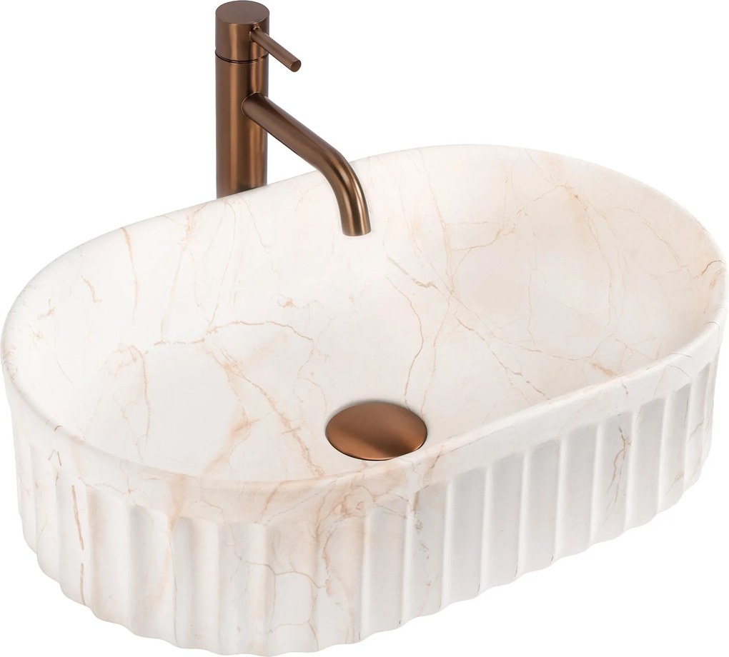 Rea Georgia, umývadlo na dosku 555×350×145 mm, béžová imitácia kameňa, REA-U3542