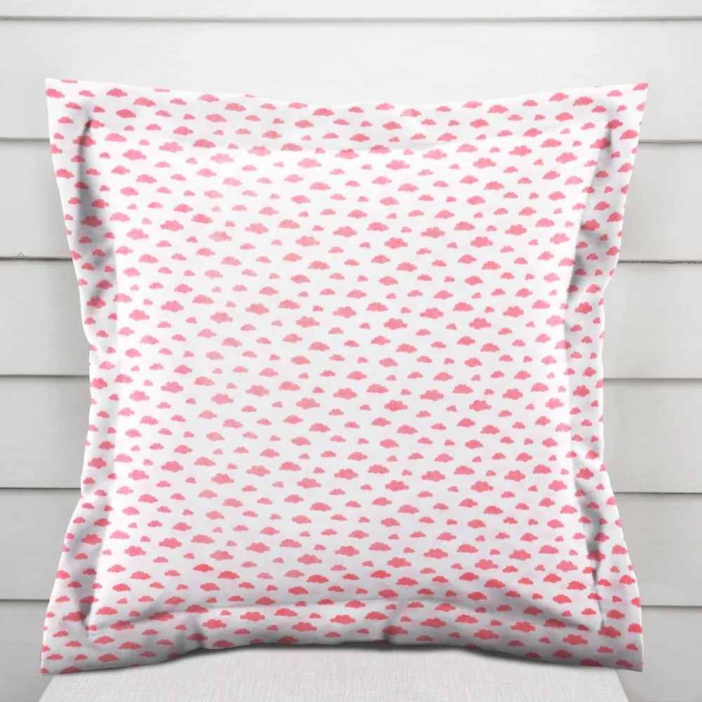 Biante Detská bavlnená obliečka na vankúš s lemom Sandra SA-128 Koralové obláčiky na bielom 60 x 60 cm