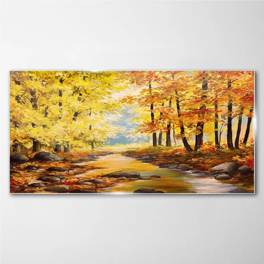 Skleneny obraz Jesenné lesné maľba