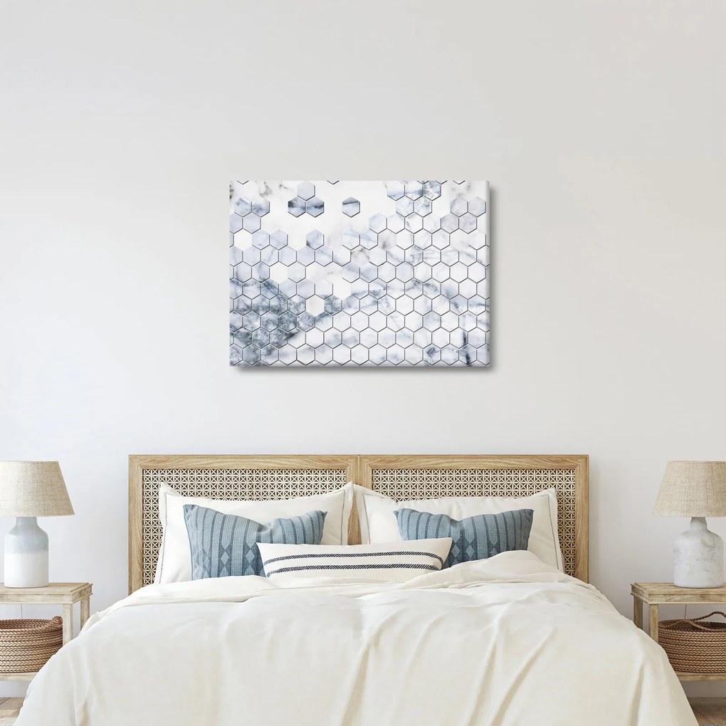 Obraz - Mramorované hexagóny (70x50 cm)