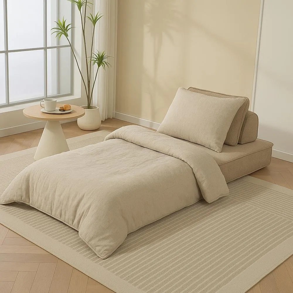 Rozkladacia multifunkčná sofa CALMERO - svetlo hnedá