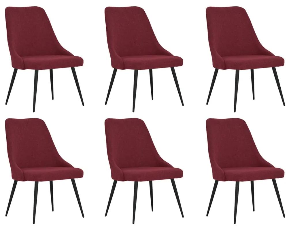 Jedálenské stoličky 6 ks vínovočervené látkové