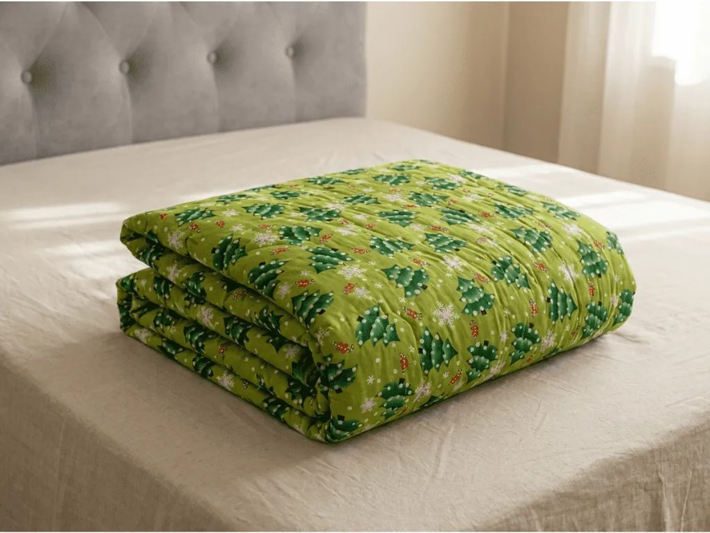 Prehoz na posteľ CHRISTMAS TREE, zelený Rozmer: 220 x 240 cm