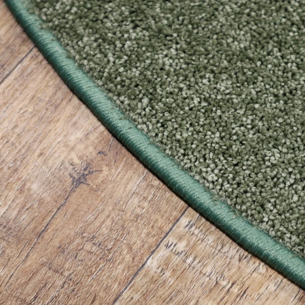 AladinWorld Expres, Kusový koberec Velur Ultra olivový kruh, 400x400 (priemer) kruh, zelená, obývacia izba