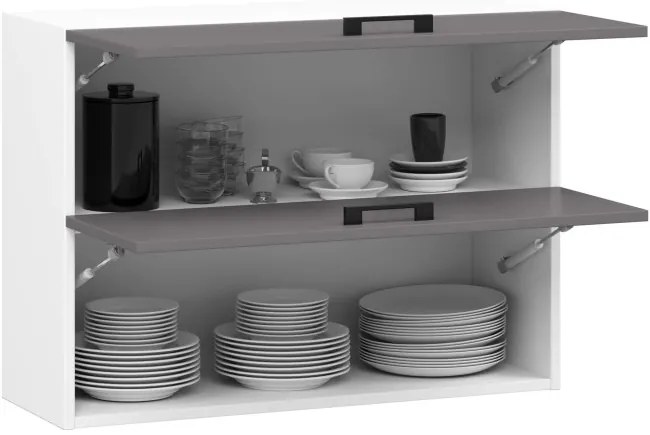 Horná kuchynská skrinka OLIWIA W80 G2 H580 biela / grafitová / sivá