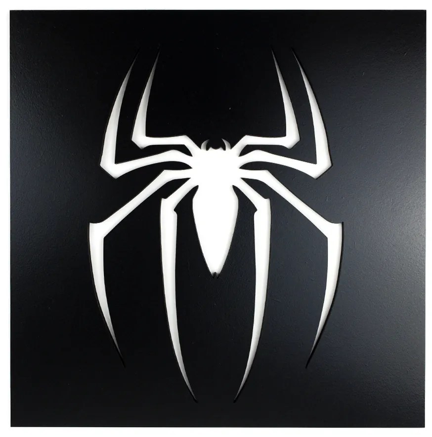 Veselá Stena Drevená nástenná dekorácia Znak Spiderman čierny