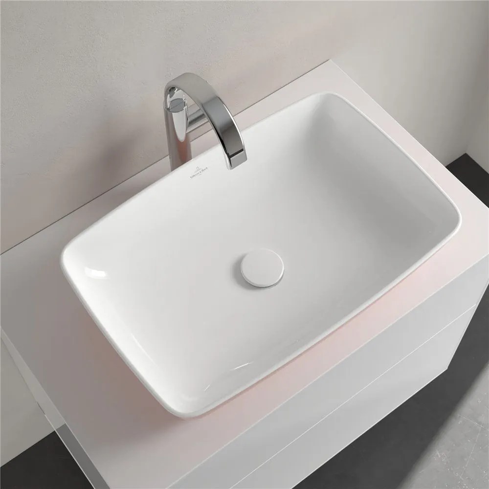 VILLEROY & BOCH Artis obdĺžnikové umývadlo na dosku bez otvoru, bez prepadu, 580 x 380 mm, Powder, 417258BCT0