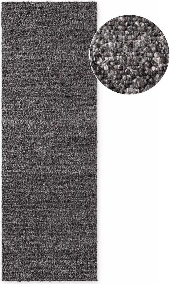 Tmavosivý ručne tkaný behúň z materiálu buklé 80x200 cm Notting Hill Portobello – Ted Baker