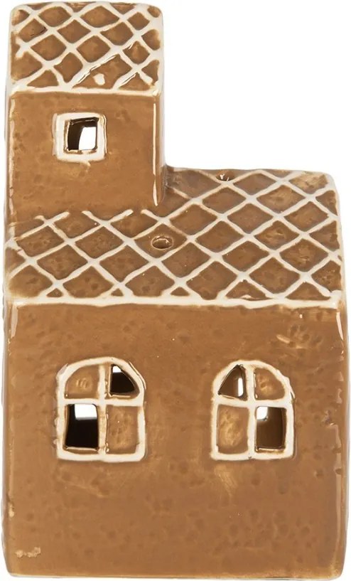 Hnedá chalúpka na čajovú sviečku Gingerbread Cott - 10*10*16 cm
