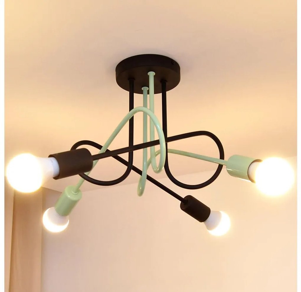 Prisadený luster OXFORD 4xE27/15W/230V čierna/zelená