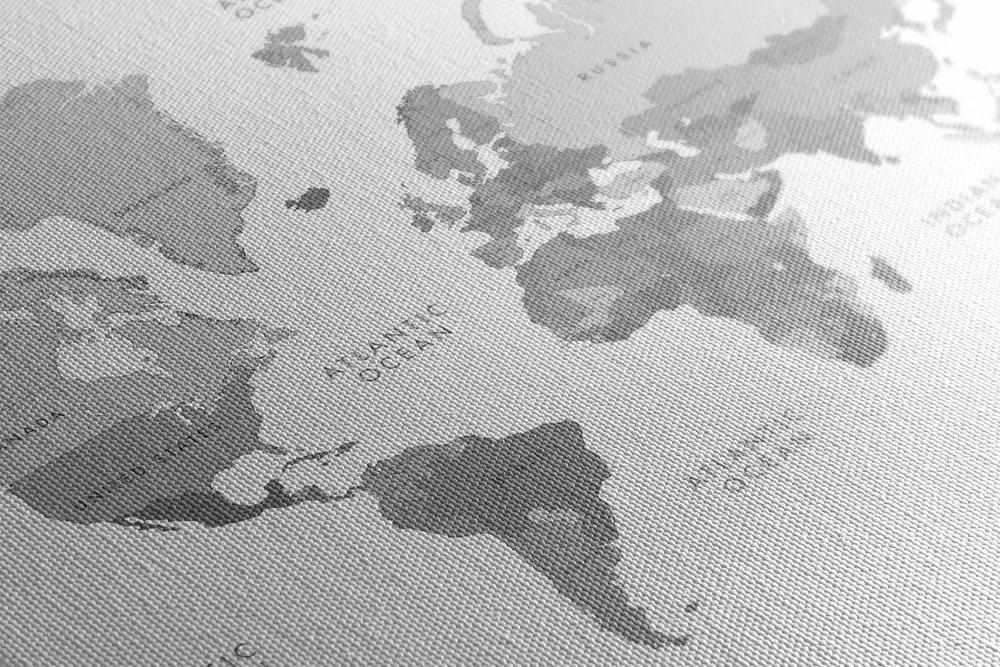 Obraz čiernobiela mapa sveta vo vintage vzhľade - 120x80