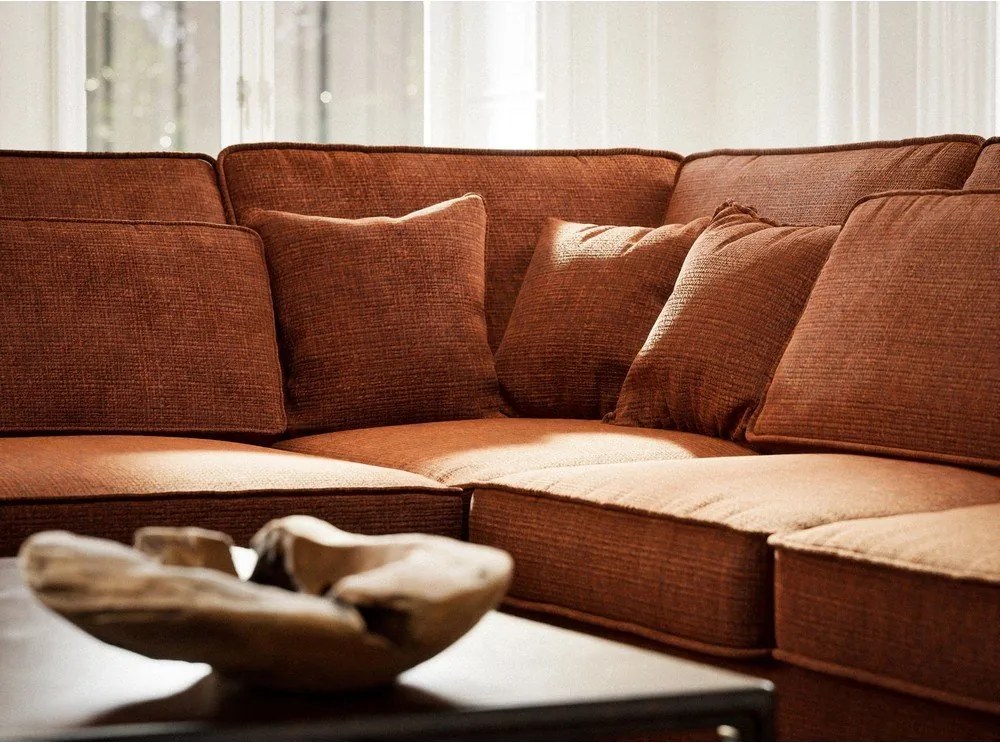 Ženilková rohová pohovka v medenej farbe (ľavý roh/do L) Kirou – Maison de Rêve