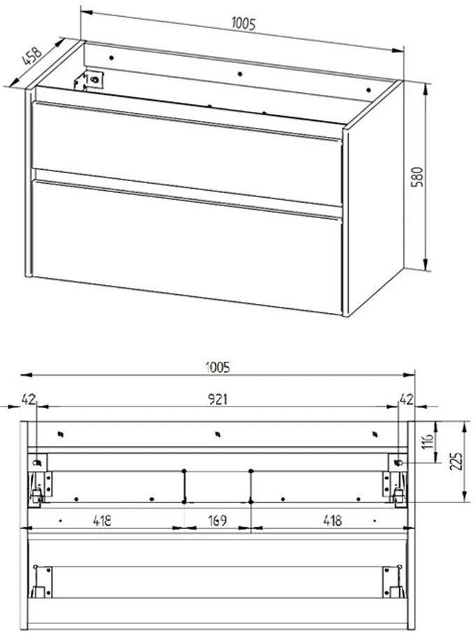 Mereo Mereo, Opto, kúpeľňová skrinka 101 cm, biela, dub, biela/dub, čierna, MER-CN942S