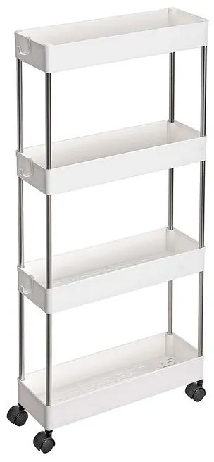 Regál na kolieskach SLIM, 4 úrovne, 13,5x40x86cm, biela SongmicsHome