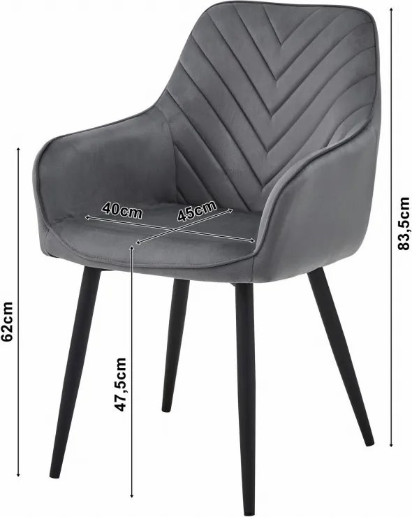 Kreslo NANA - sivý zamat / čierne nohy