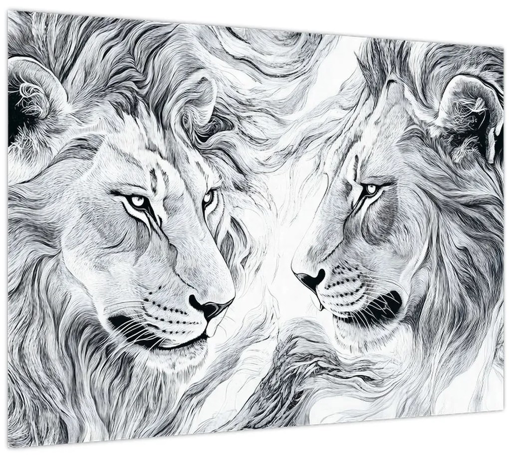 Obraz - Kreslené levie hlavy (70x50 cm)