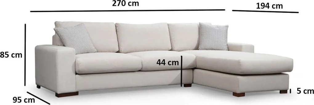Rohová sedacia súprava Loop 270 cm béžová pravá