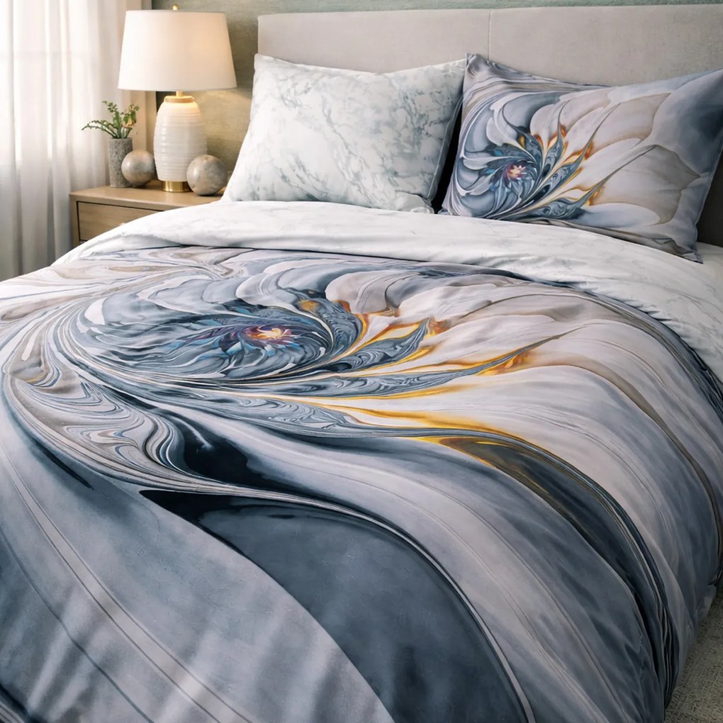 SATÉNOVÉ OBLIEČKY PANEL 200X220 CM, 2KS 70X80 CM VZOROVANÉ