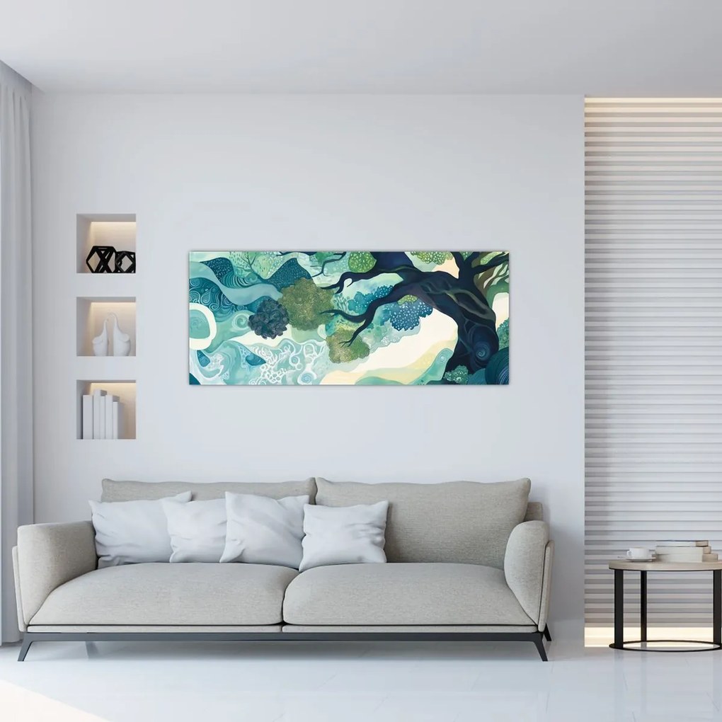 Obraz – Zelená koruna stromu života (120x50 cm)