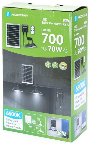 Aigostar - LED solárny luster so senzorom 2xLED/35W/12V 6000 mAh 6500K priemer 15 cm