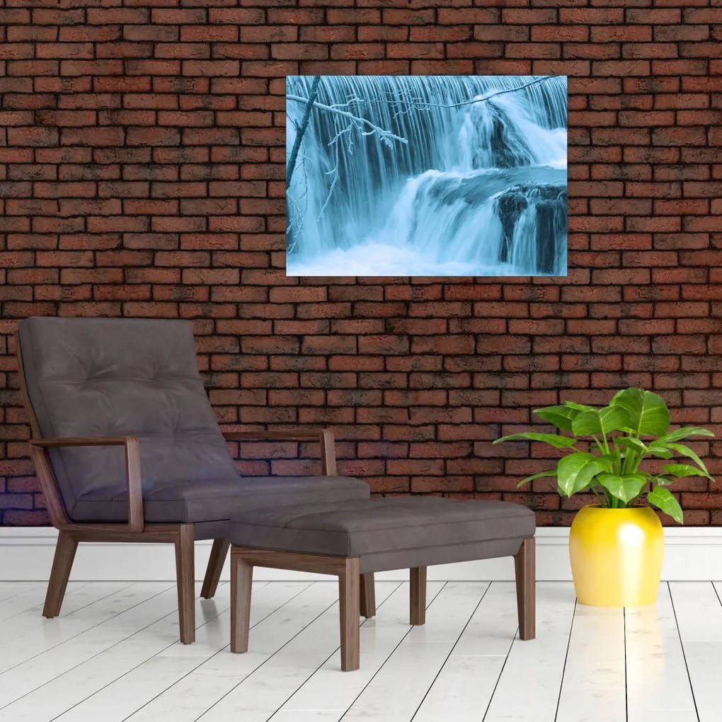 Sklenený obraz - ľadové vodopády (70x50 cm)