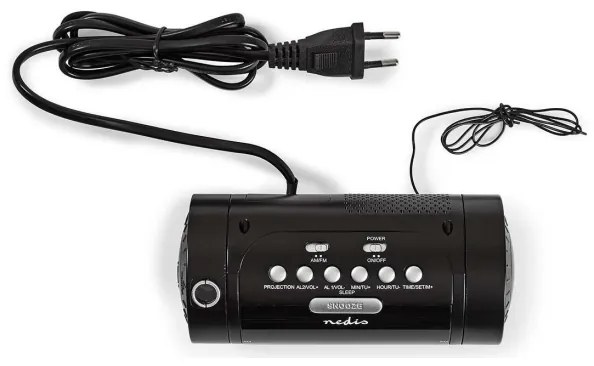 Nedis CLAR005BK - Rádiobudík s LED displejom a projektorom 230V