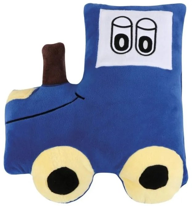 Tvarovaný vankúšik modrý traktor