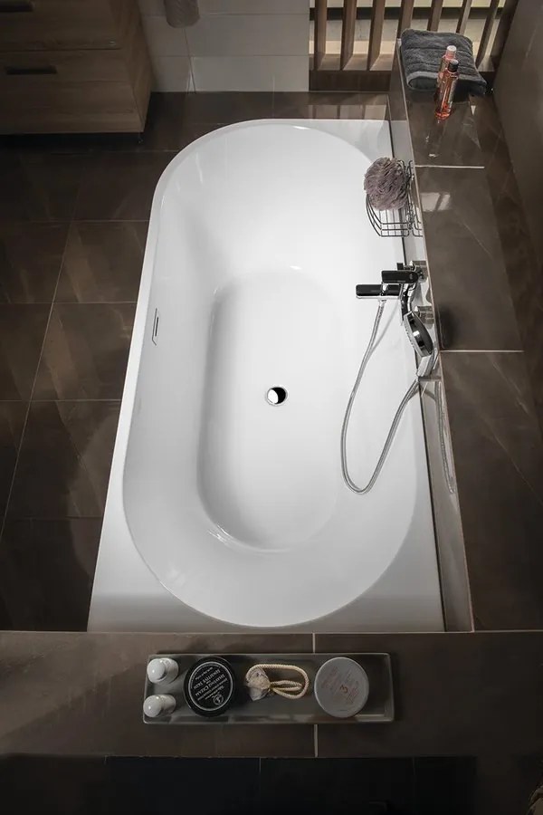 Aqualine Aqualine, TIBERA R rohová stojaca vaňa 170x80cm, biela, E1015