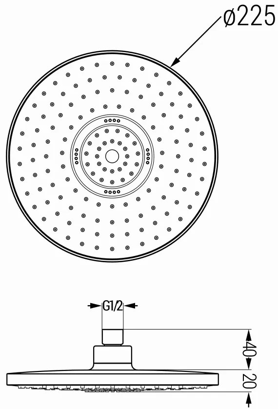 Mexen sprchová hlavica D-05, Round 22 cm, čierna, 79705-70