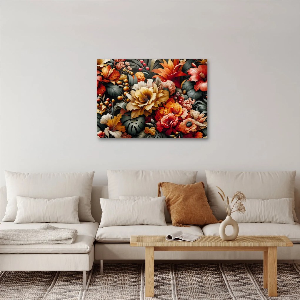 Obraz - Oranžovo-červené kvety (70x50 cm)
