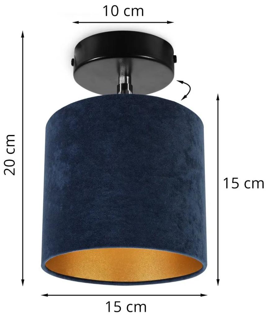 Bodové svietidlo Mediolan, 1x modré/ zlaté textilné tienidlo, (výber z 2 farieb konštrukcie- možnosť polohovania)