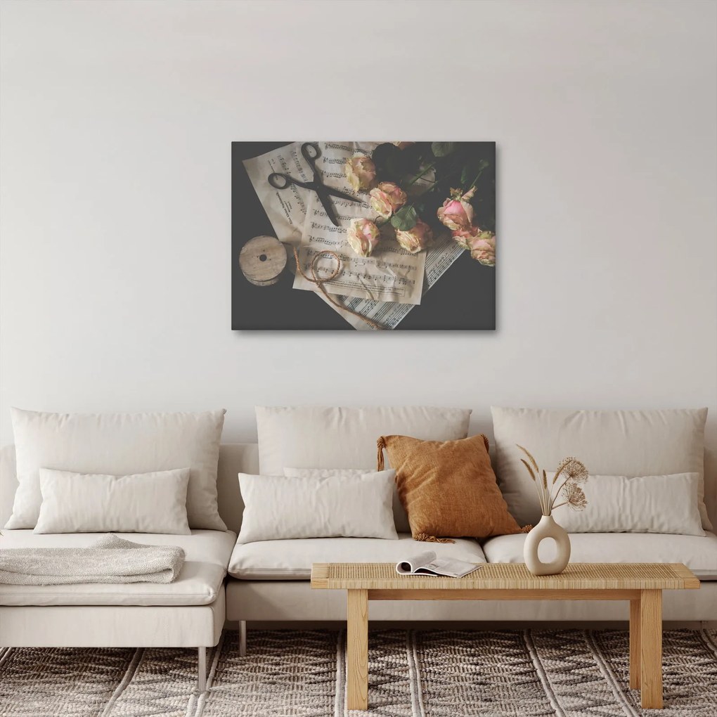 Obraz nôt a ruží (70x50 cm)