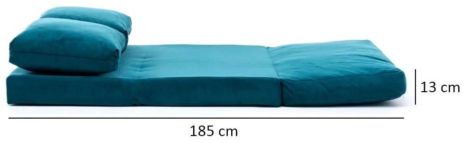 Dizajnová rozkladacia pohovka Wandella 120 cm petrolejová - Otvorené balenie
