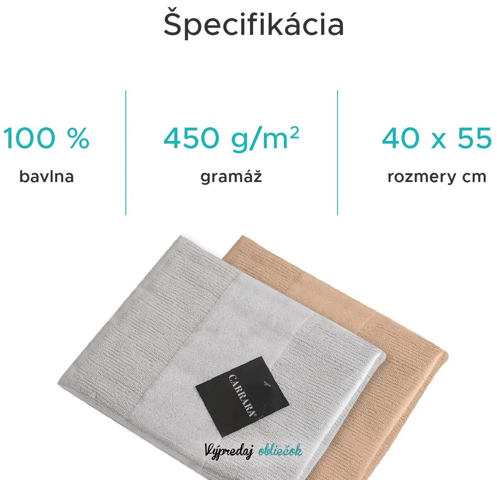 Uterák CARRARA 40x55 cm svetlo hnedý, 100% bavlna