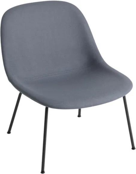 Muuto Kreslo Fiber Lounge Chair s kovovou podnožou, black/Divina 154