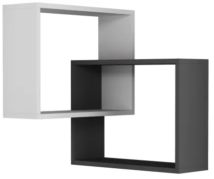 Rohová nástenná polica RING 68x68 cm biela/antracit