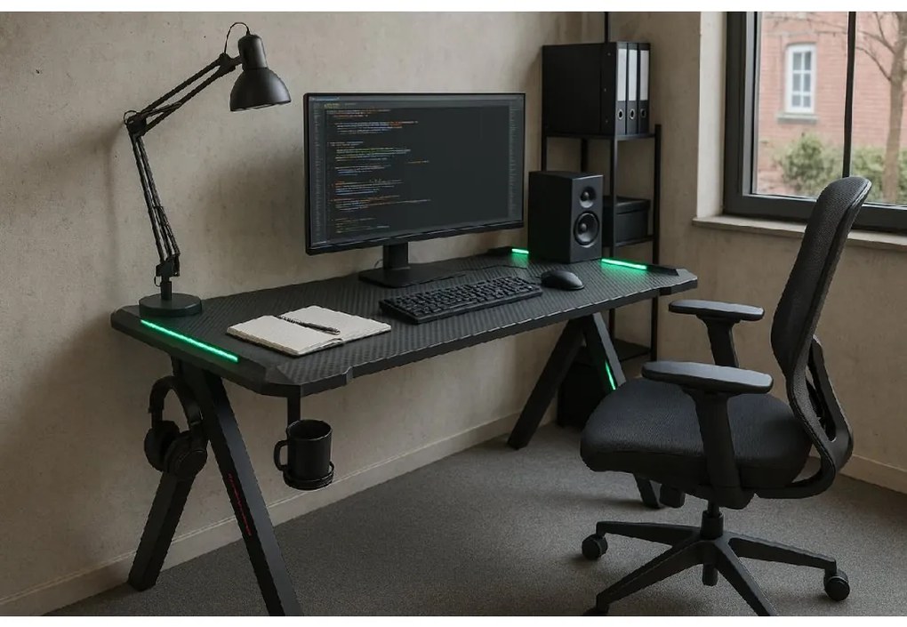 Herný stôl s podsvietením BG03 čierny 120 cm