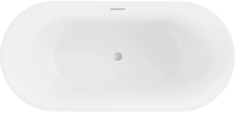 Mexen Luna, voľne stojaca vaňa 140 x 75 cm, biela/čierna, prepad brúsený nikel, 52031407575-97