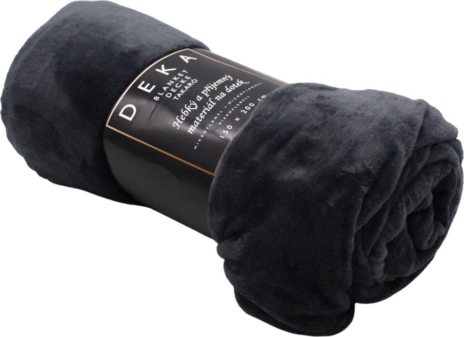 Home Elements Mikroflanelová deka, tmavý antracit
