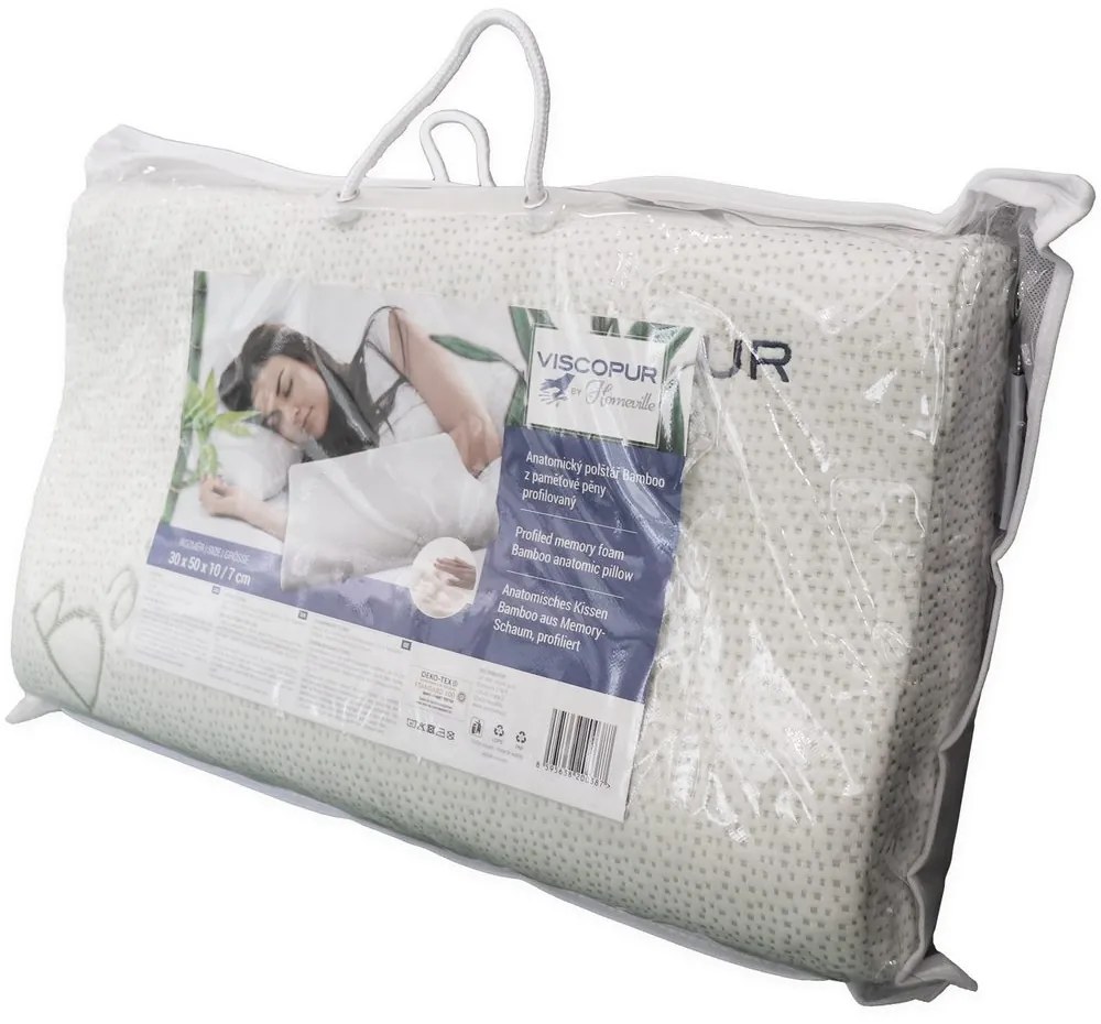 VISCOPUR Anatomický vankúš VISCOPUR® bamboo profilovaný - 40x60 cm | akce 1+1 (2ks)