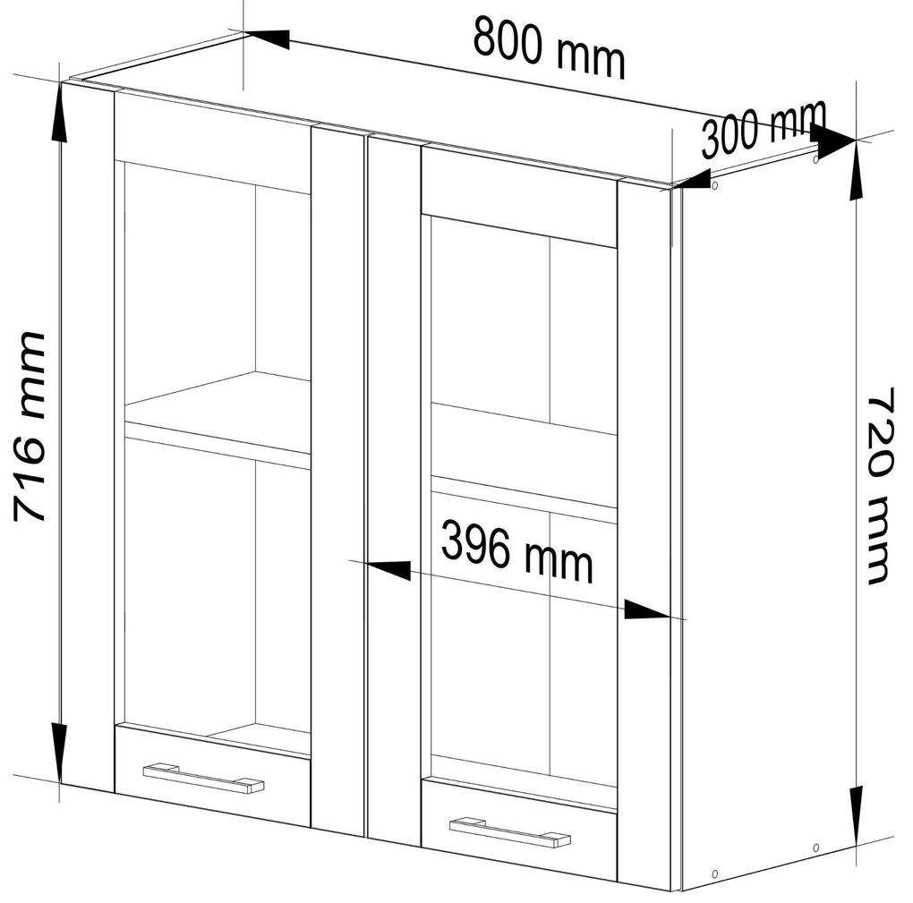 Horná kuchynská vitrína Organo 720 (biela + grafit). Akcia -16%. Vlastná spoľahlivá doprava až k Vám domov. 1117520