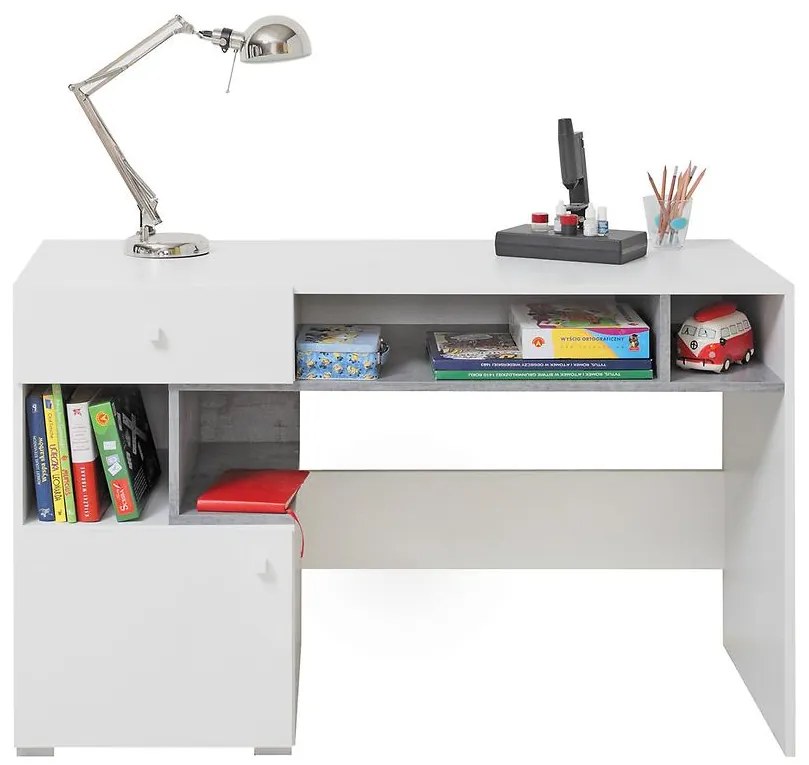 Písací stôl Sigma Si10  Biely Lux/betón